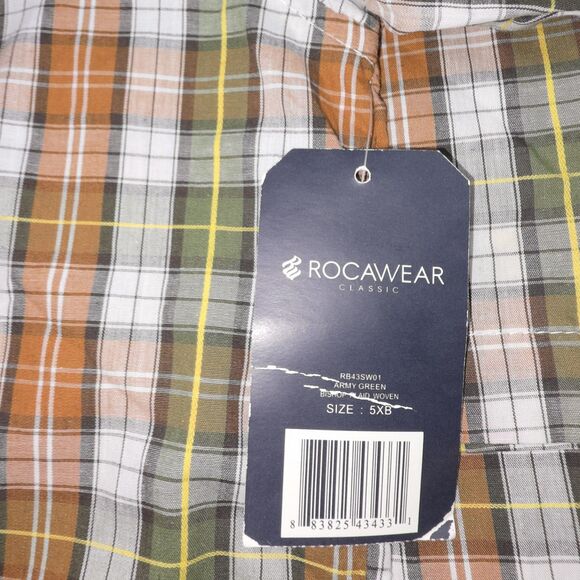 NEW W Tag Rocawear Button Shirt Men 5XL Men Plaid Western Cotton Short Sleeve - Picture 6 of 13
